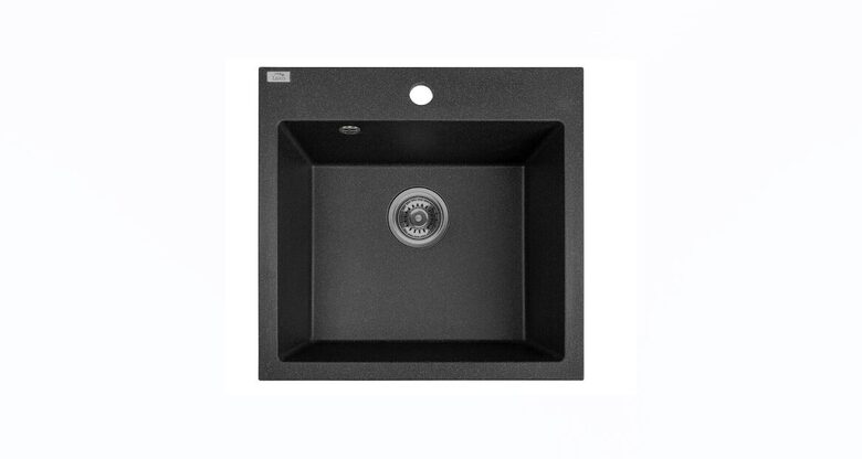 Laveo virtuves izlietne Alena 49x49x21.5cm ar sifonu, melna